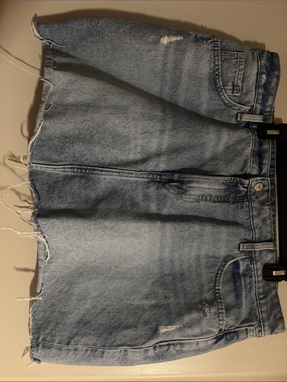 Old Gringo Light Blue Distressed Denim Mini Skirt